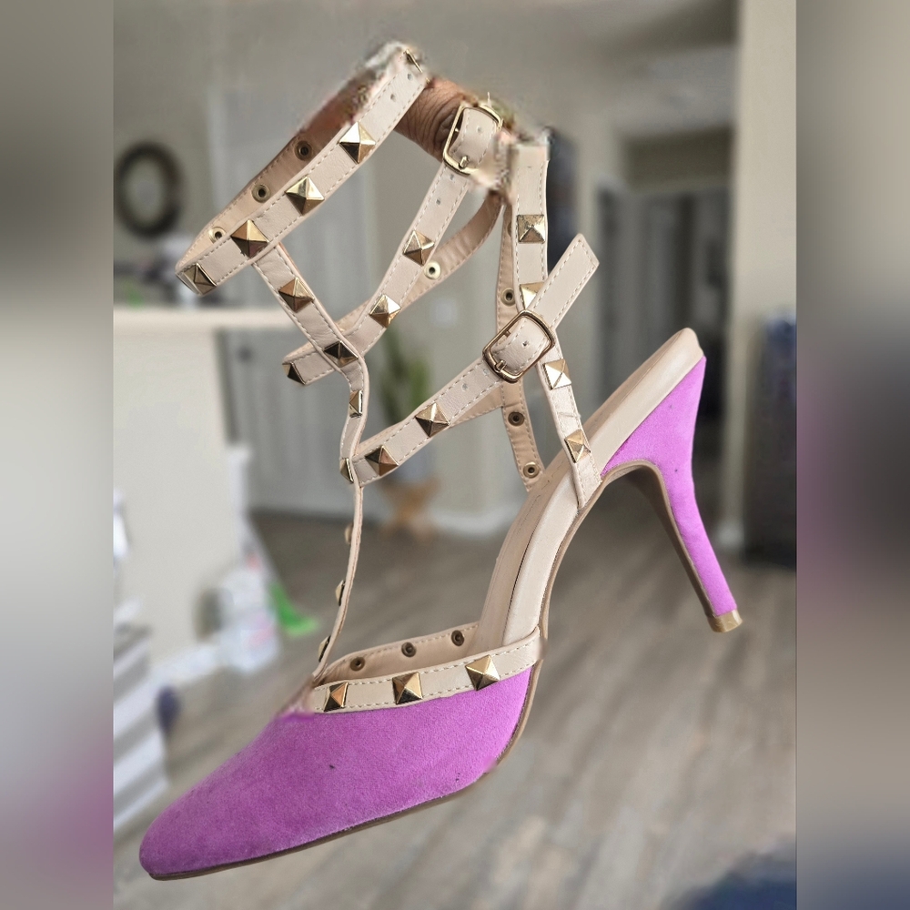 Wild Diva Adora 55 Stone Studded T Strap Heels